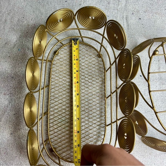Vtg Mid Century Modern footed gold spiral/coil baskets - Picture 10 of 12